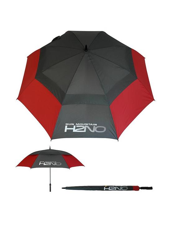 front image of sun-mountain-h2no-dual-canopy-windproof-large-golf-umbrella-68-172cm-auto-opening-fibreglass-frame-uv-protection-redgrey