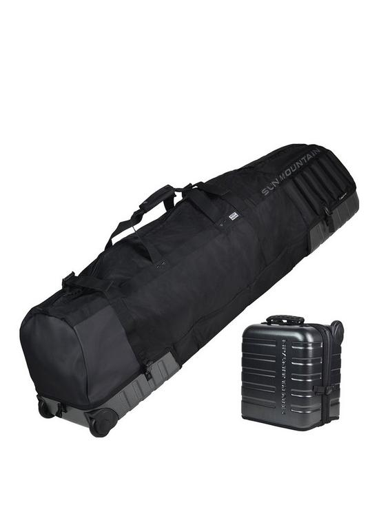 front image of sun-mountain-kube-golf-travel-cover-carbonfiberblack