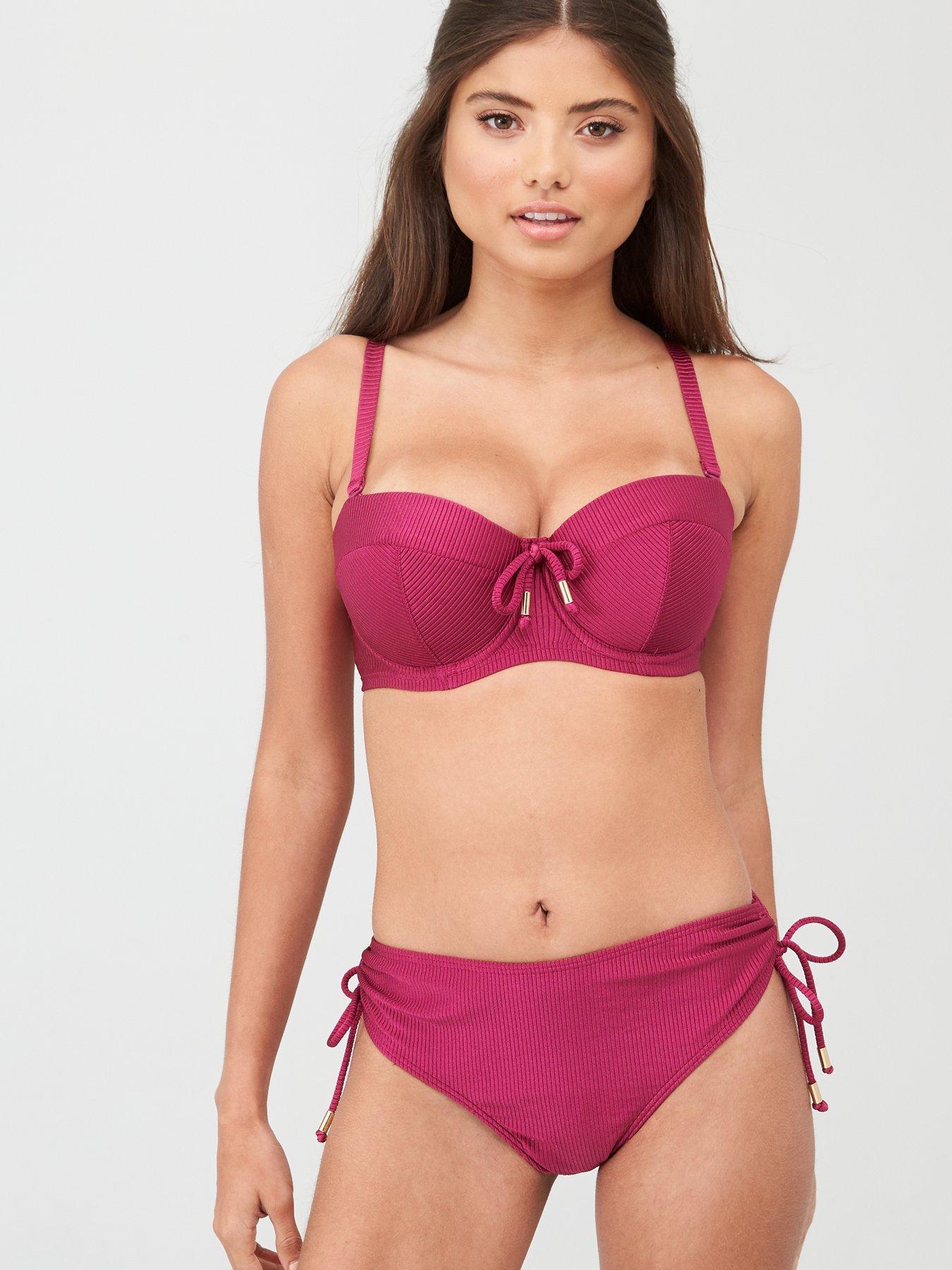 pink strapless bikini top