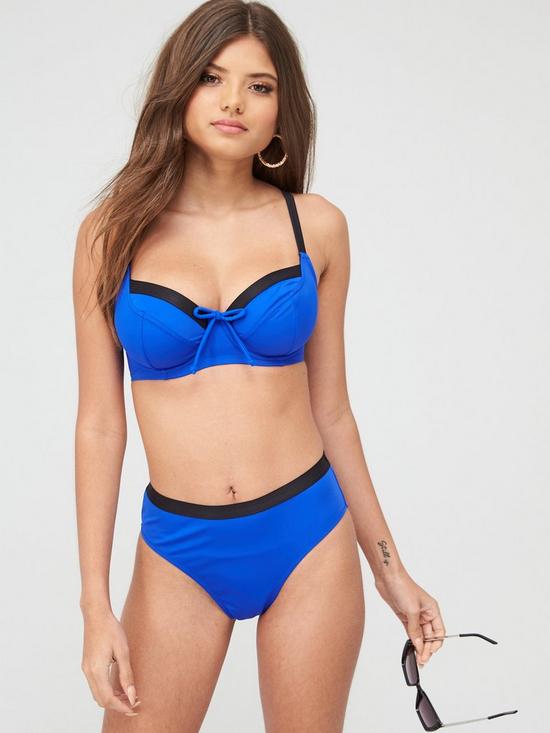 front image of pour-moi-amnesia-high-leg-bikini-brief-blue