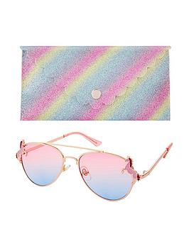 Monsoon   Girls Elle Unicorn Aviator Sunglasses & Case Set - Multi