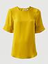  image of v-by-very-fluted-short-sleeve-top-ochre