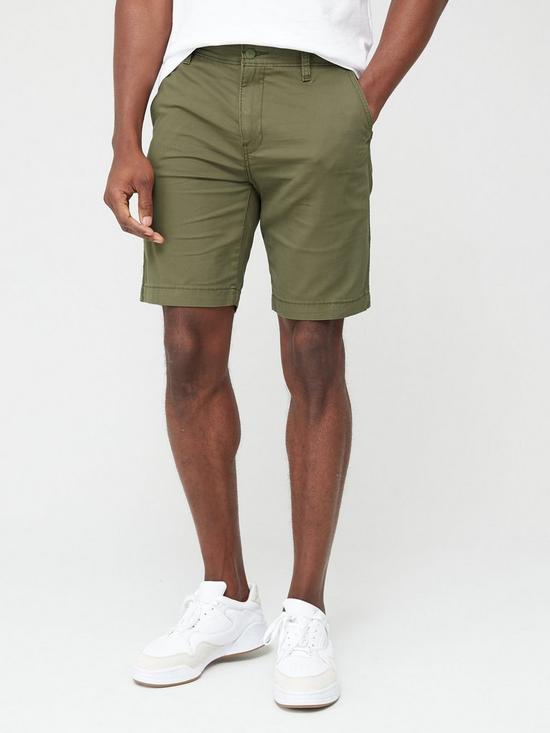 front image of levis-standard-taper-fit-chino-shorts-bunker-olive