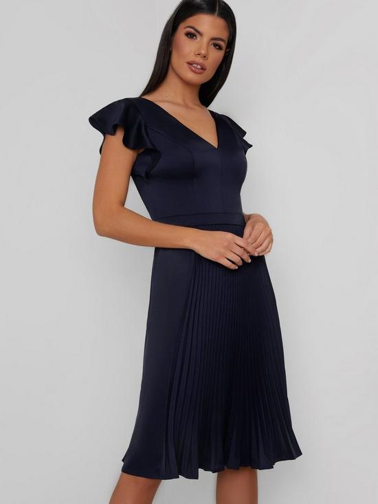front image of chi-chi-london-ruellia-dress-navy
