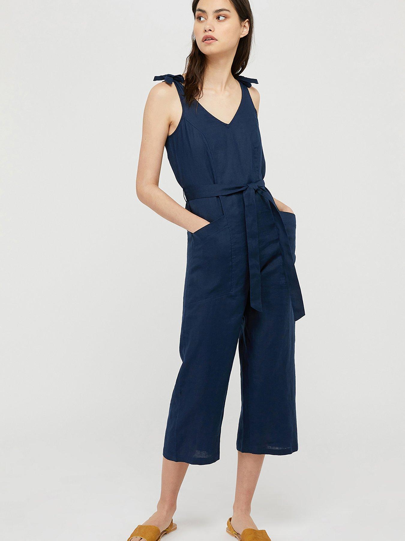 linen jumpsuit navy