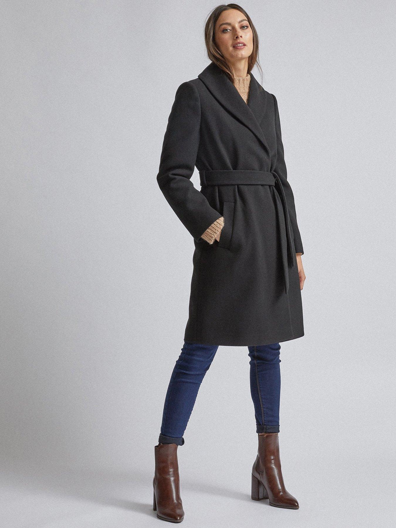 dorothy perkins black wrap coat