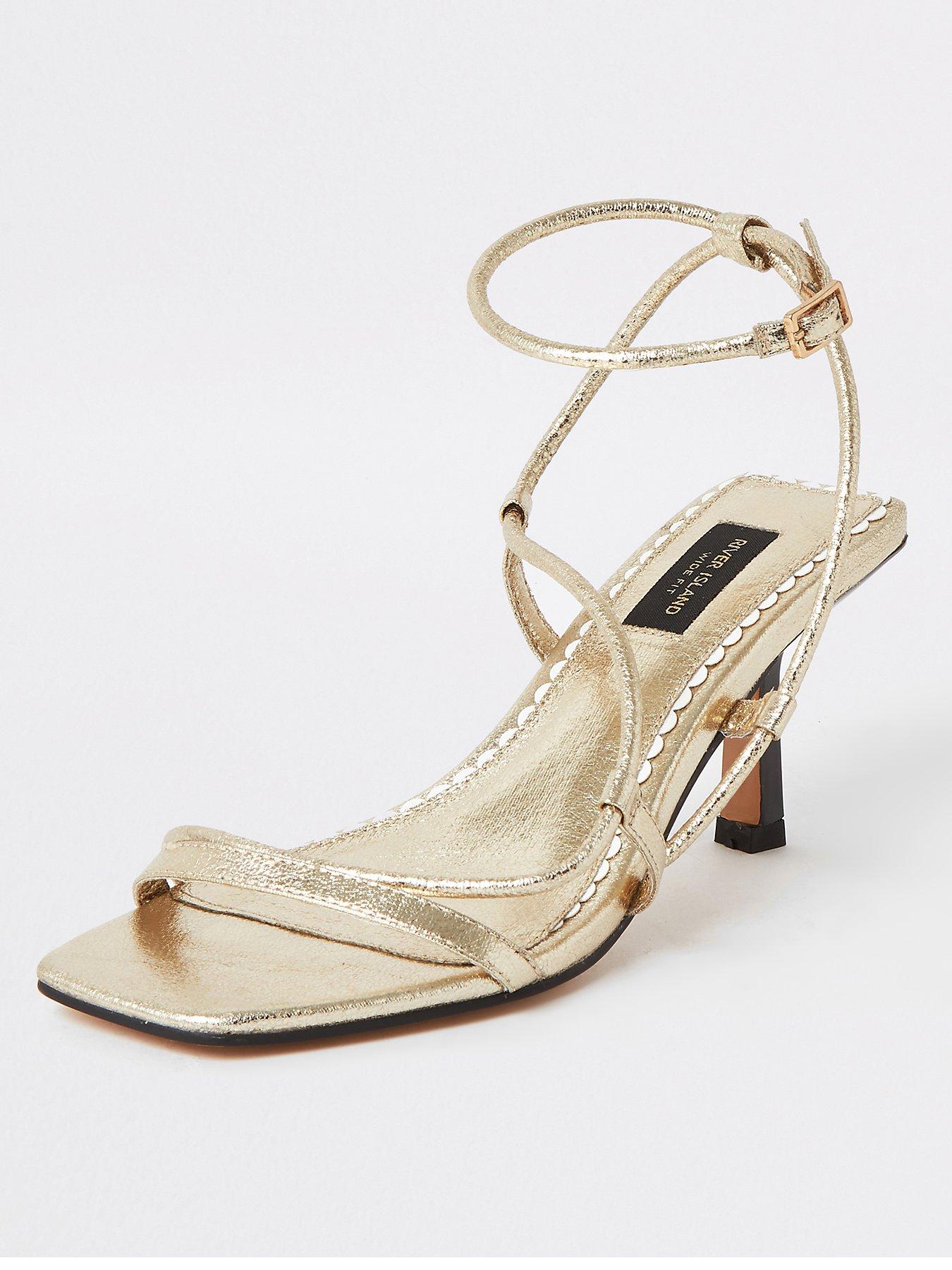 wide fit low heel gold sandals