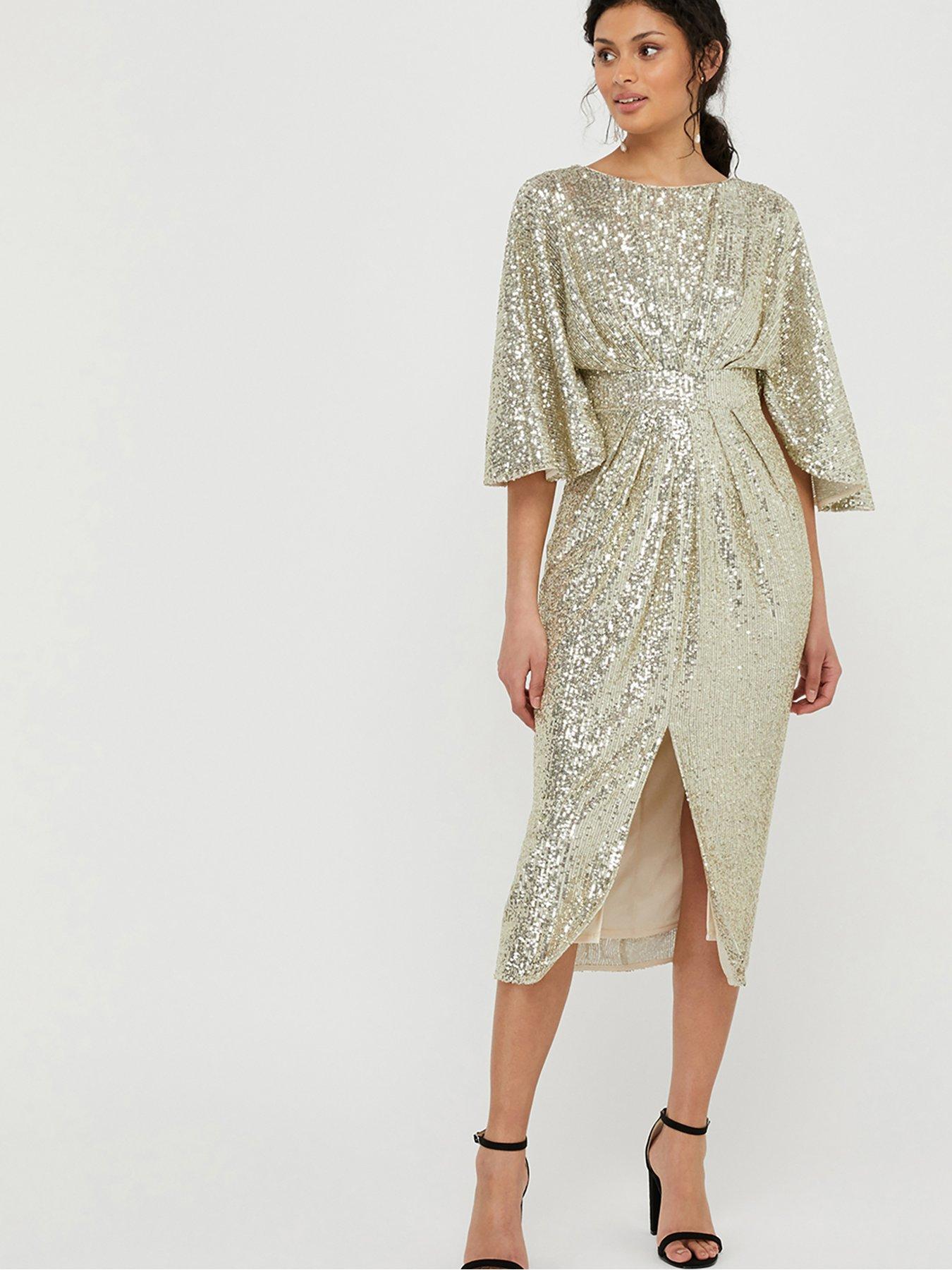 gold midi dress uk