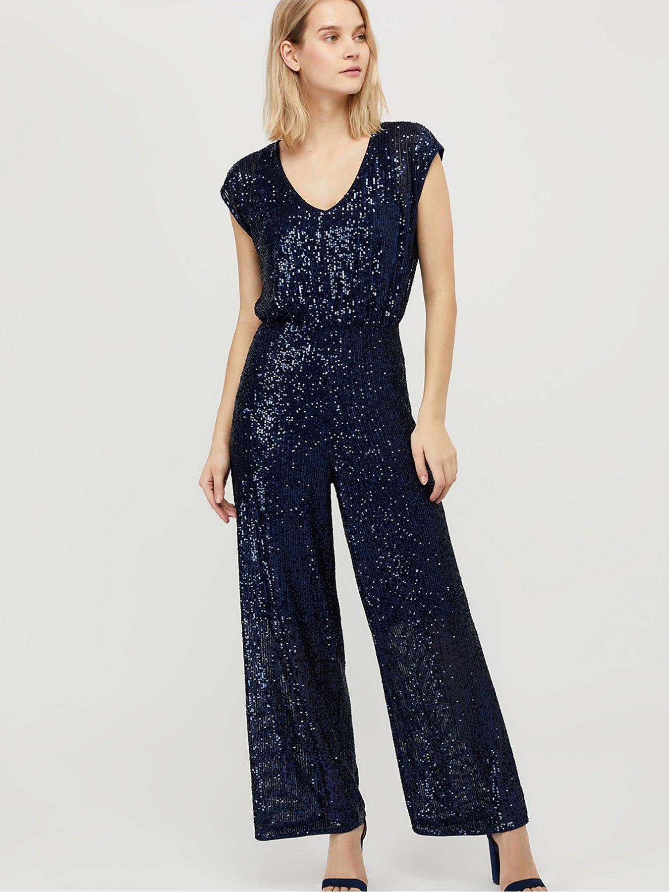 sequin v neck jumpsuit