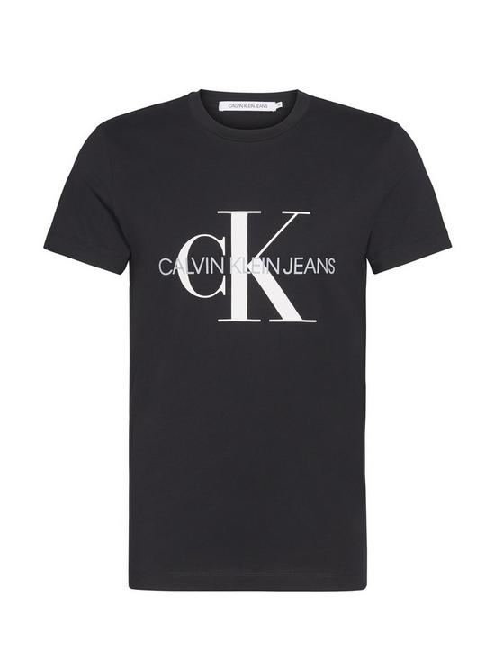 front image of calvin-klein-jeans-iconic-monogram-ss-slimnbspt-shirt-blacknbsp