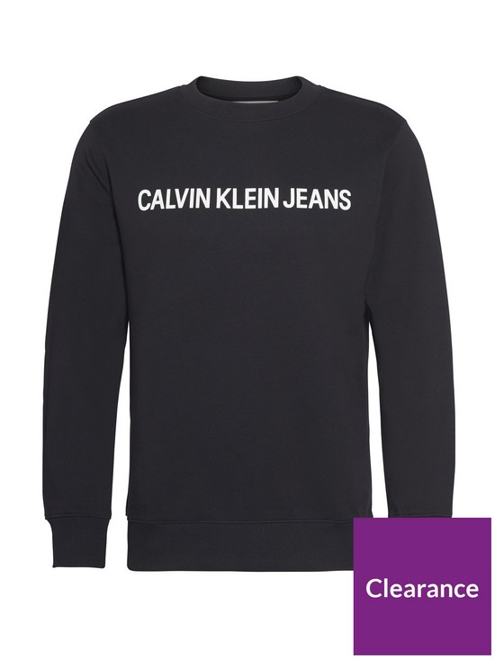 front image of calvin-klein-jeans-institutional-logo-sweatshirt-black