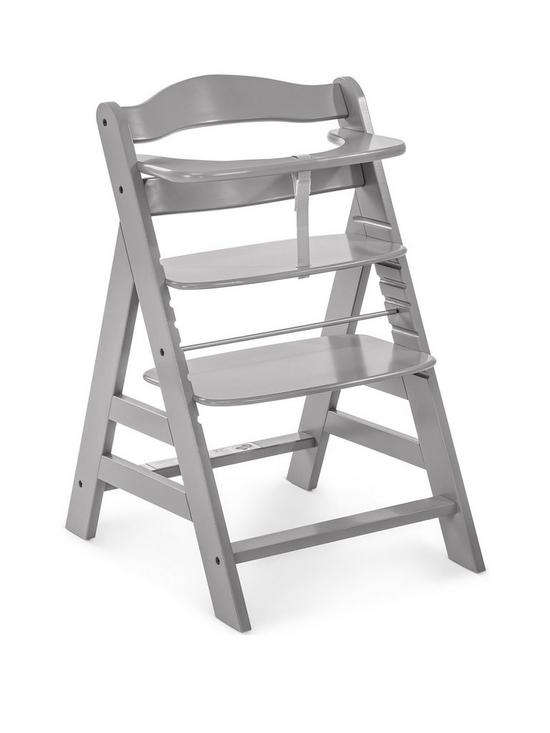 front image of hauck-alpha-wooden-highchair-grey
