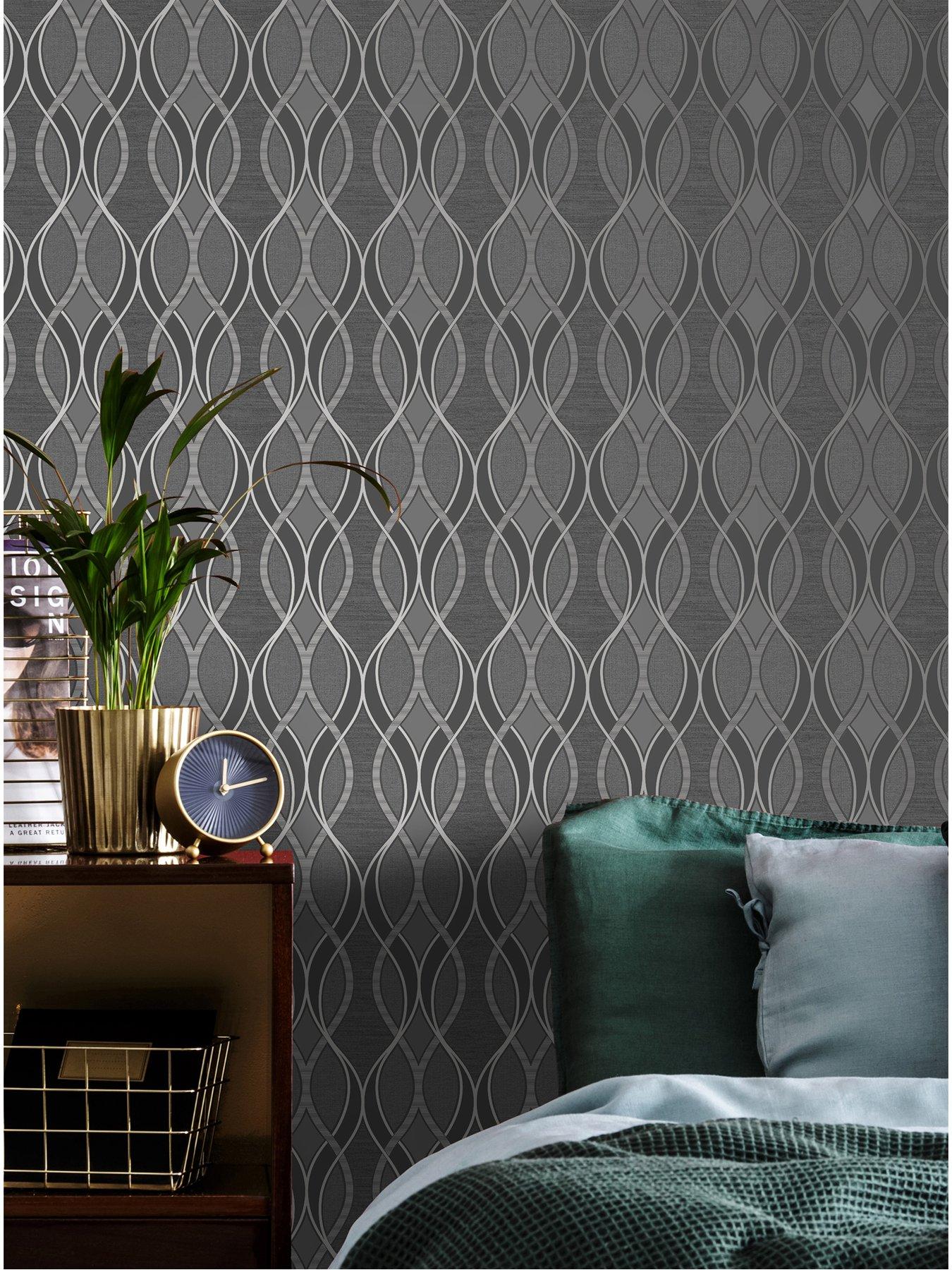 undefined Ribbon Geo Charcoal Wallpaper