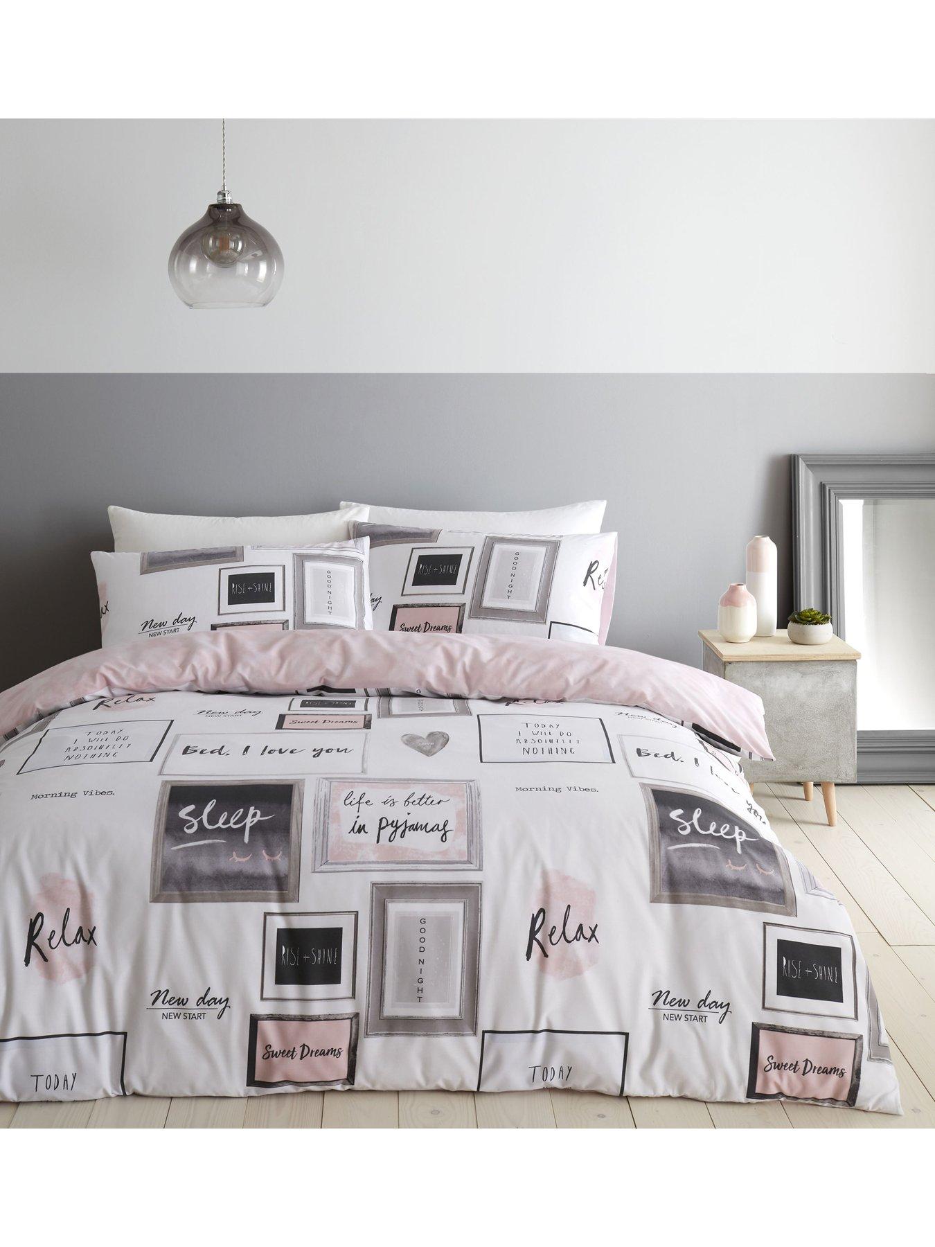 Catherine Lansfield Sleep Dreams Duvet Cover Set - Blush Pink