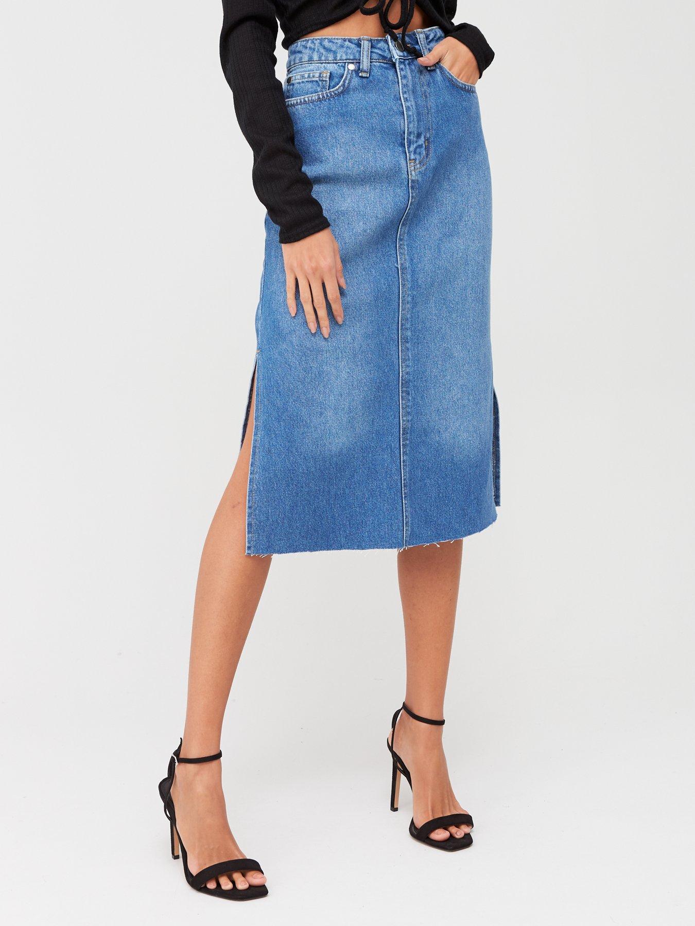denim midi skirt size 18