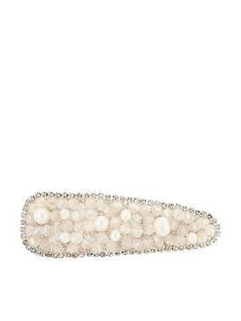 Accessorize Accessorize Freshwater Pearl Bling Snap Clip - Pearl Picture