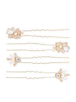 Accessorize   4-Pack Baguette &Amp; Pearl Pins - Pearl