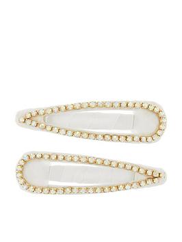 Accessorize   2-Pack Silk Ribbon Wrapped Sparkle Snap Clip - Ivory