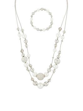 Accessorize   2 X Pearl Collar And Stretch Set - Pearl