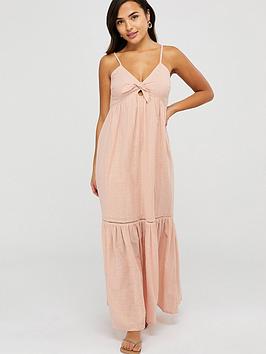 Accessorize   Knot Front Maxi Dress - Pink
