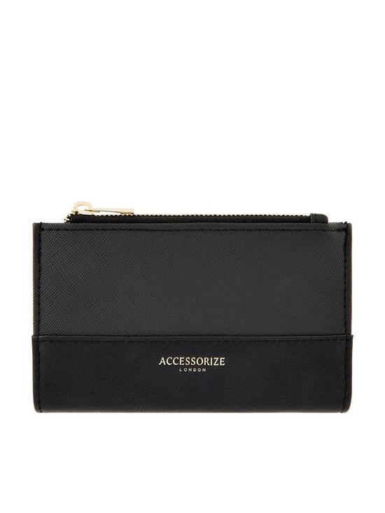 front image of accessorize-katy-slimline-wallet-black
