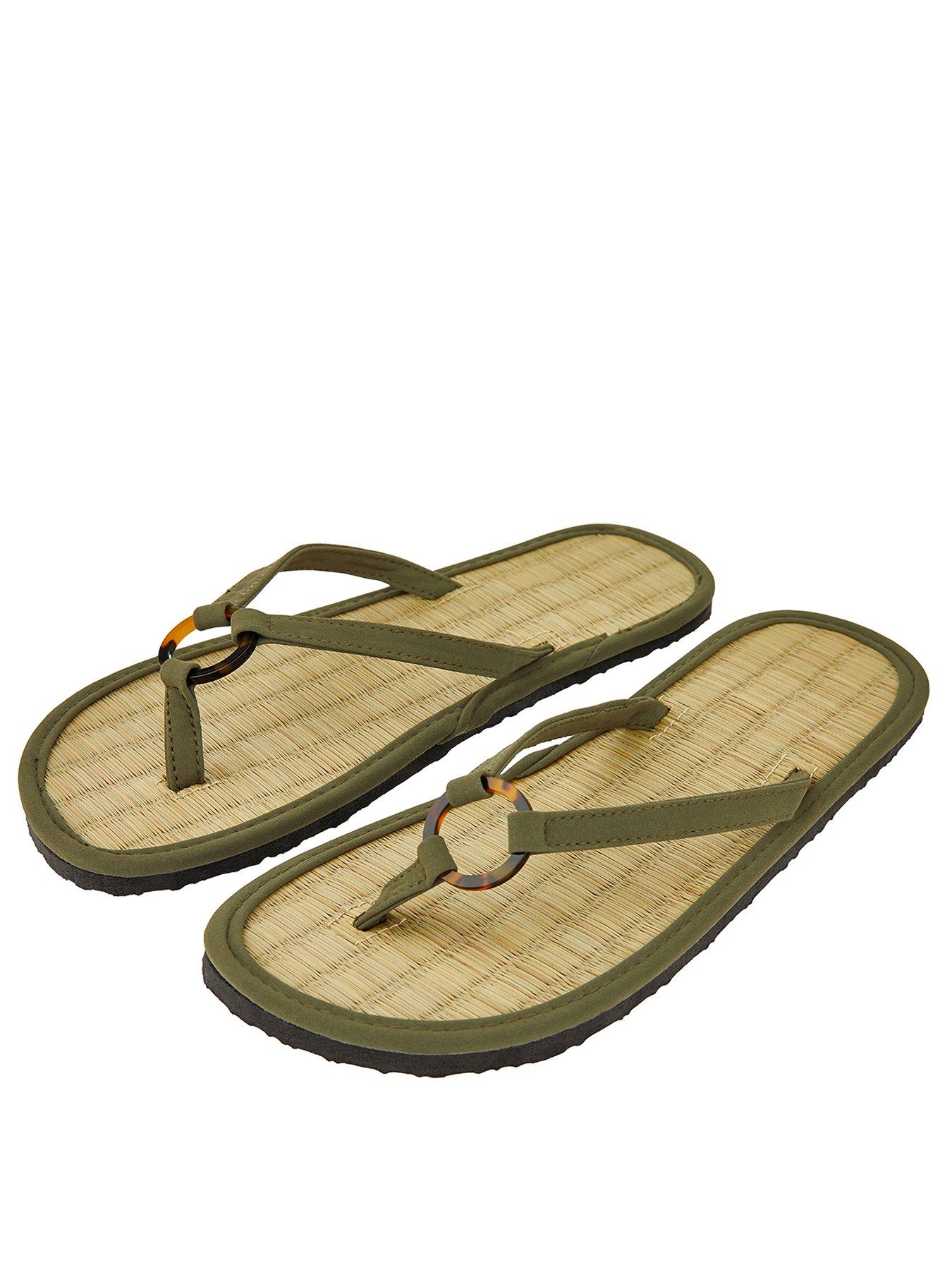 khaki green flip flops