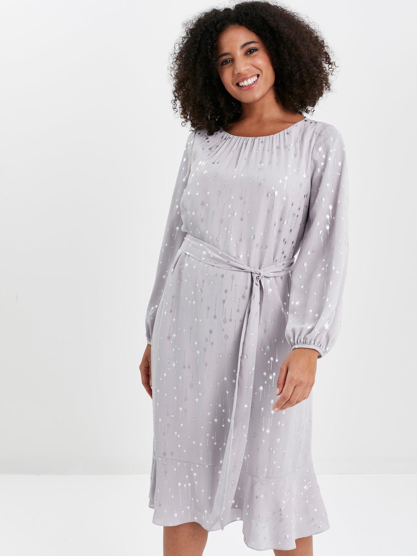 silver frill dress