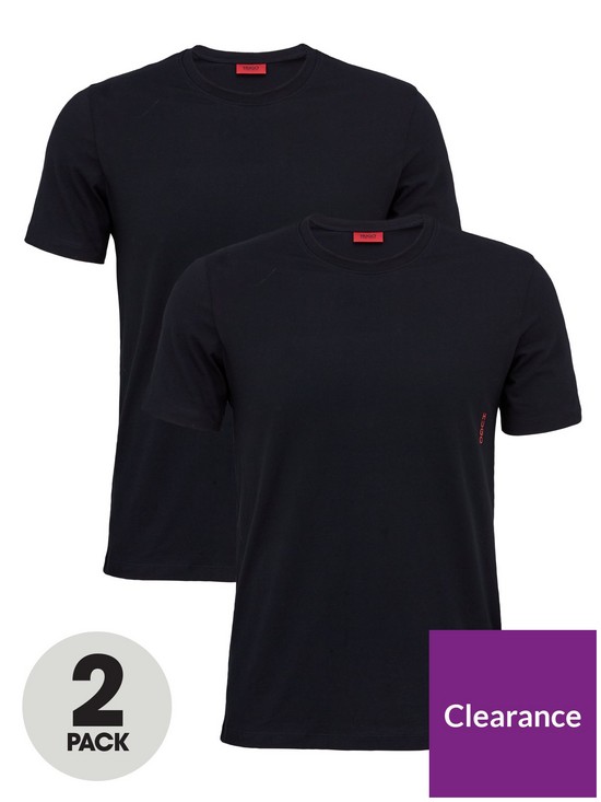 front image of hugo-bodywear-2-pack-round-neck-t-shirts-black