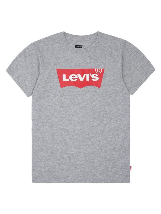 front image of levis-boys-short-sleeve-batwing-t-shirt-grey