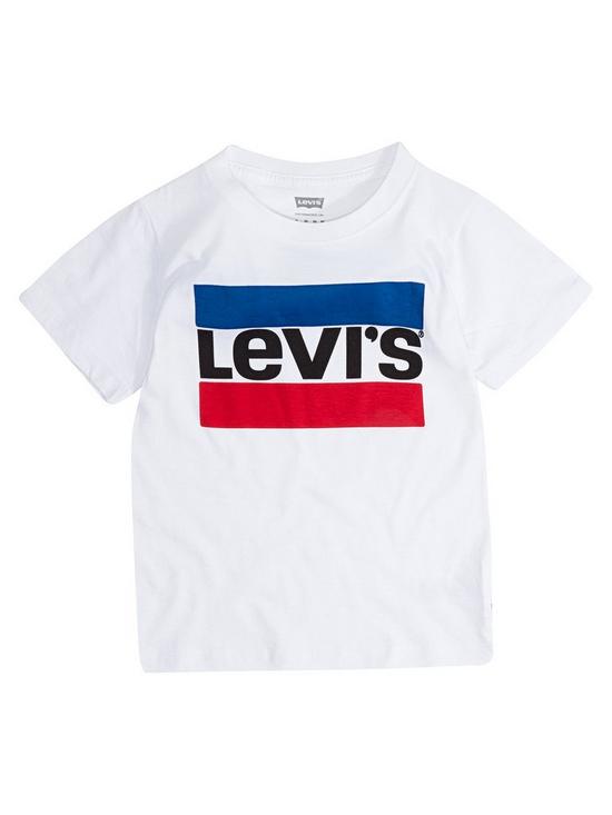 front image of levis-boys-short-sleeve-sports-logo-t-shirt-white