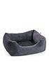  image of zoon-velour-charcoal-grey-square-bed-extra-large