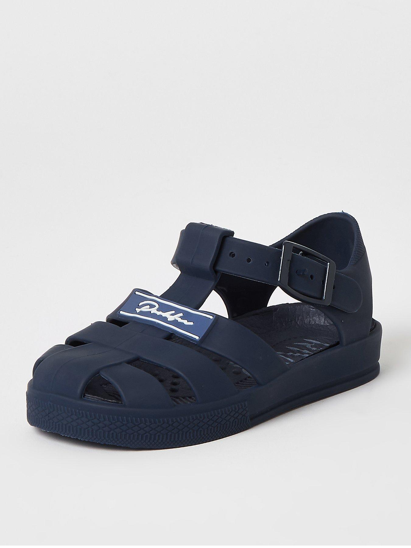 navy jelly sandals