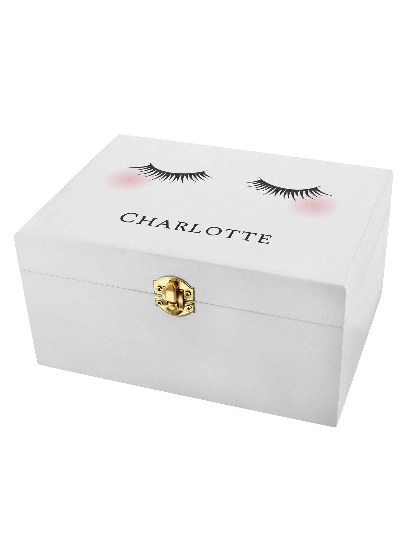 Image 2 of 2 of The Personalised Memento Company Personalised Eyelashes Wooden&nbsp;Make Up Box - A Perfect Gift