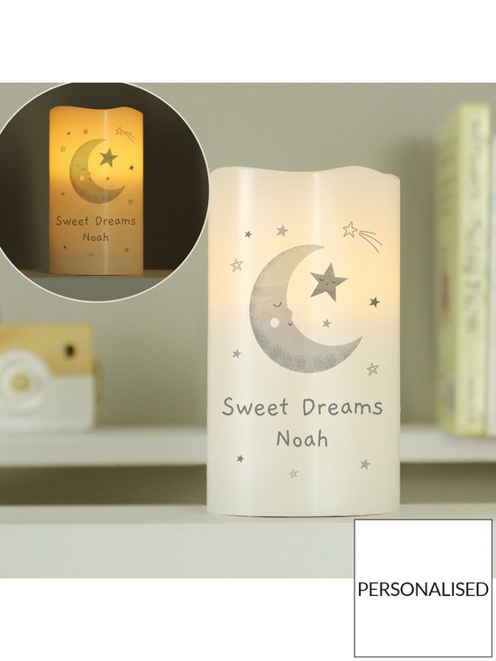 stillFront image of the-personalised-memento-company-personalised-moon-amp-stars-led-candle-night-light