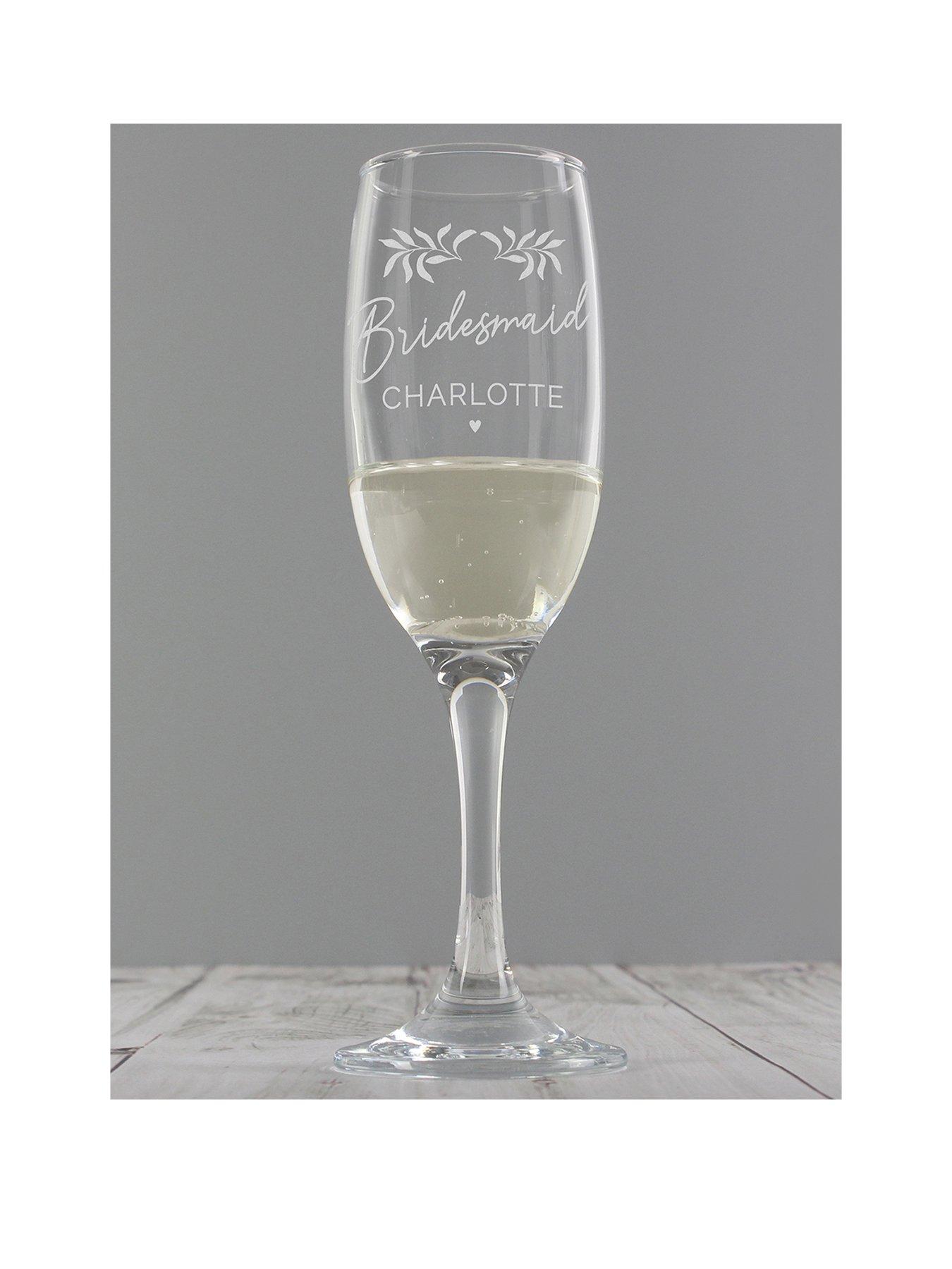 Personalised Wedding Botanical Flute Glass