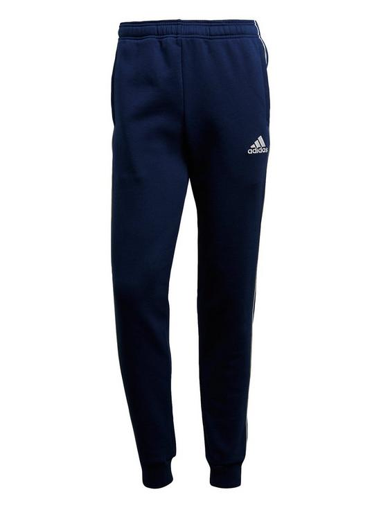 front image of adidas-mens-core-18-sweat-hooded-tracksuit-bottoms-navy