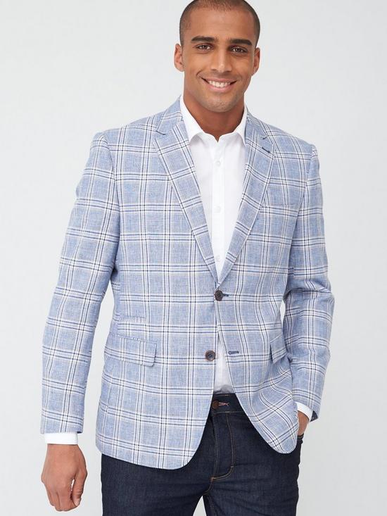 front image of skopes-tailored-cataldi-jacket-bluestone-check