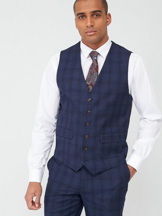 front image of skopes-standard-minworth-waistcoat-blue-check