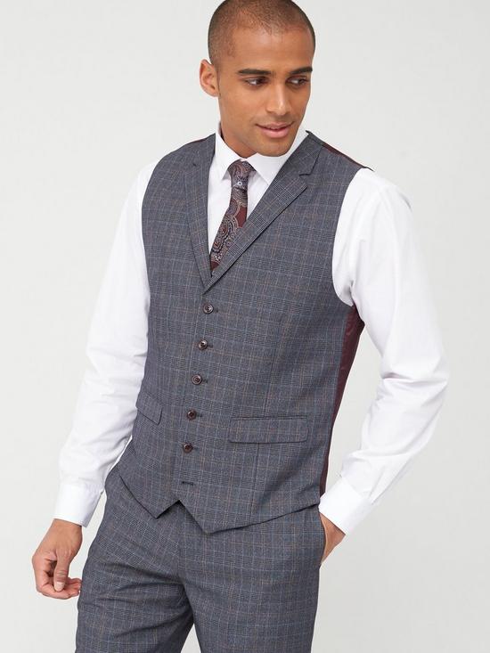 front image of skopes-standard-witton-waistcoat-greyblue-check