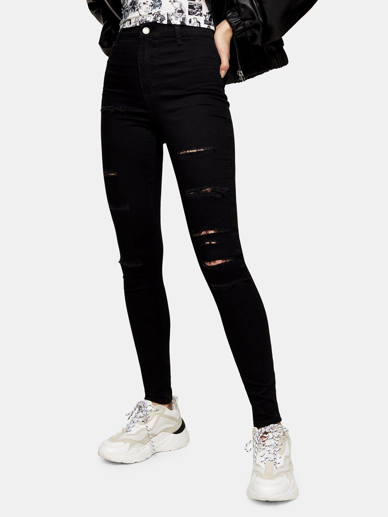 topshop joni black ripped jeans