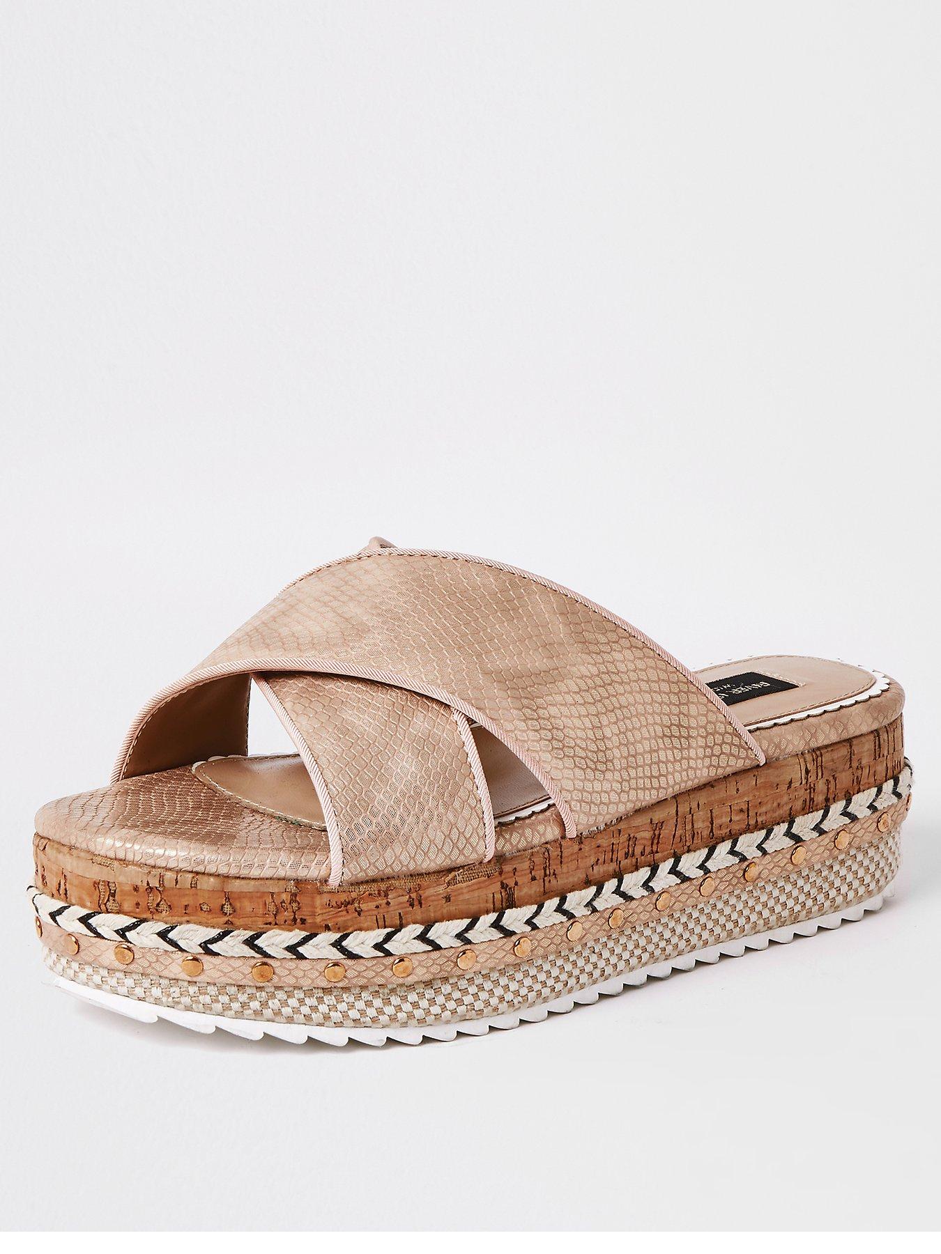 river island rose gold wedges