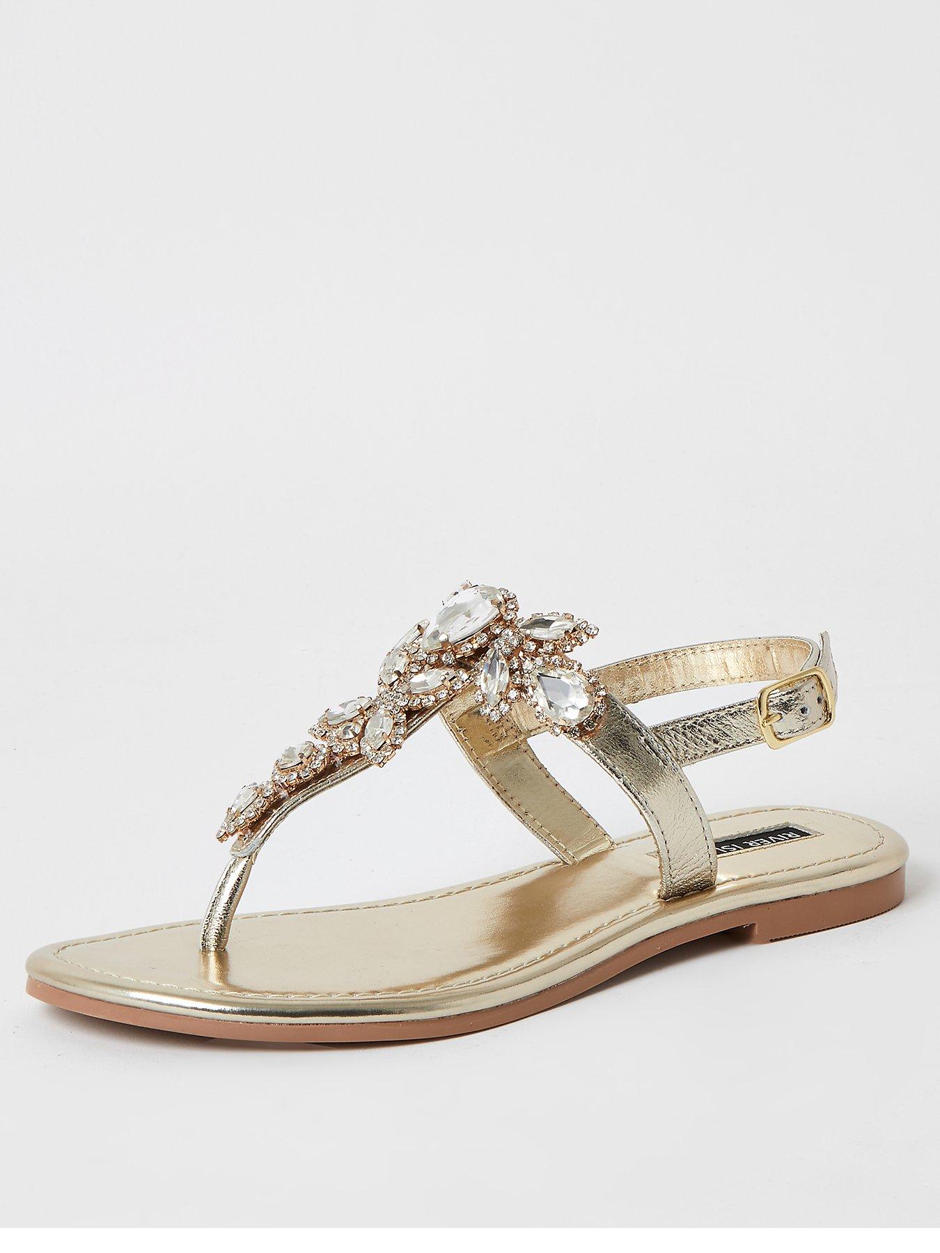 River island sandals store gold