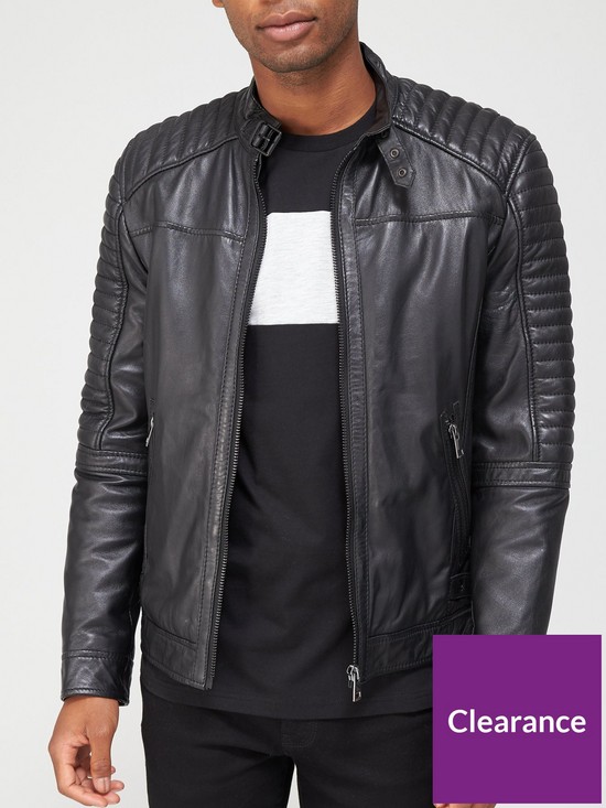 front image of very-man-leather-biker-jacket-black