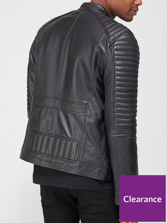 stillFront image of very-man-leather-biker-jacket-black