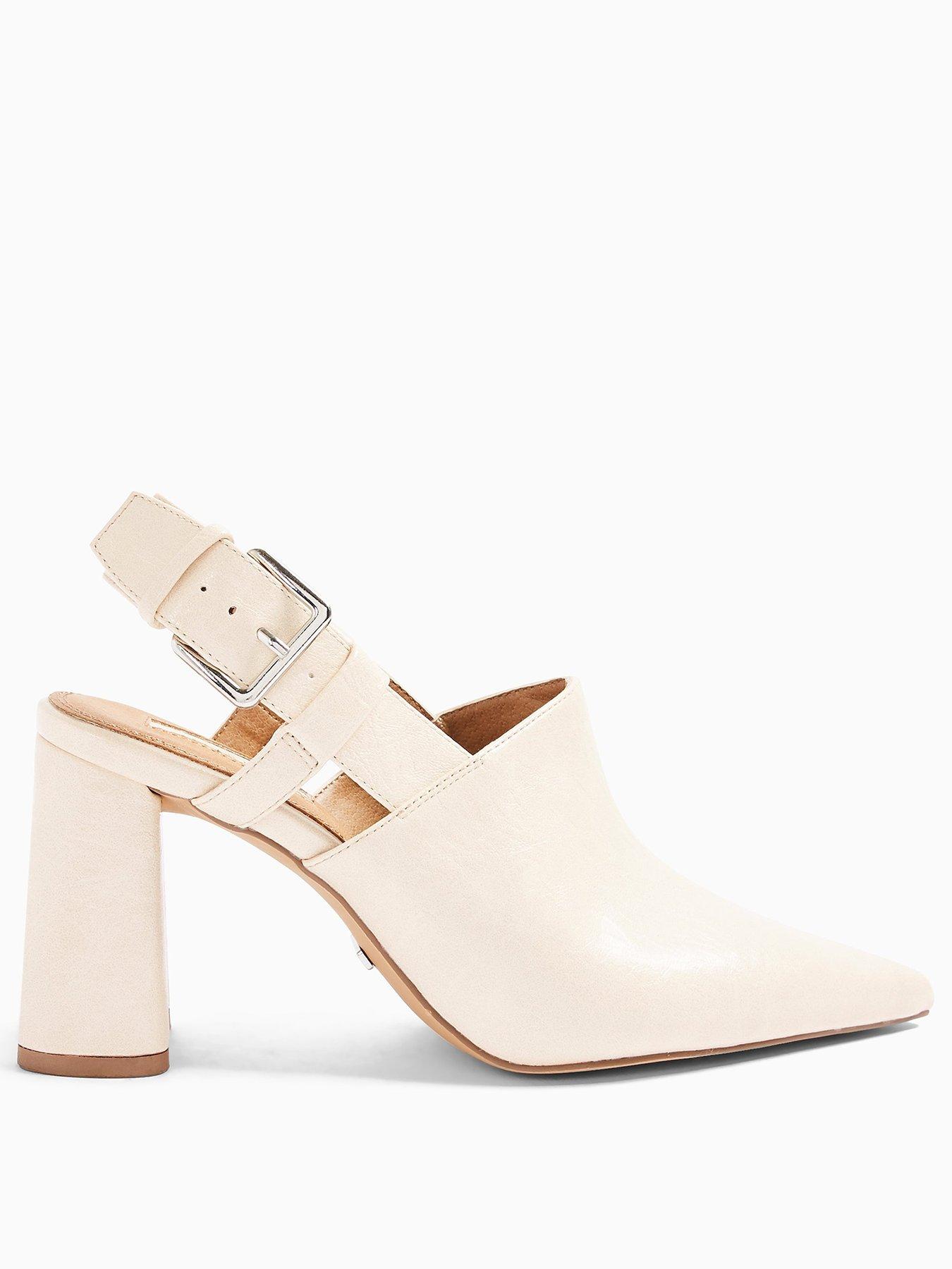 cream block heel shoes