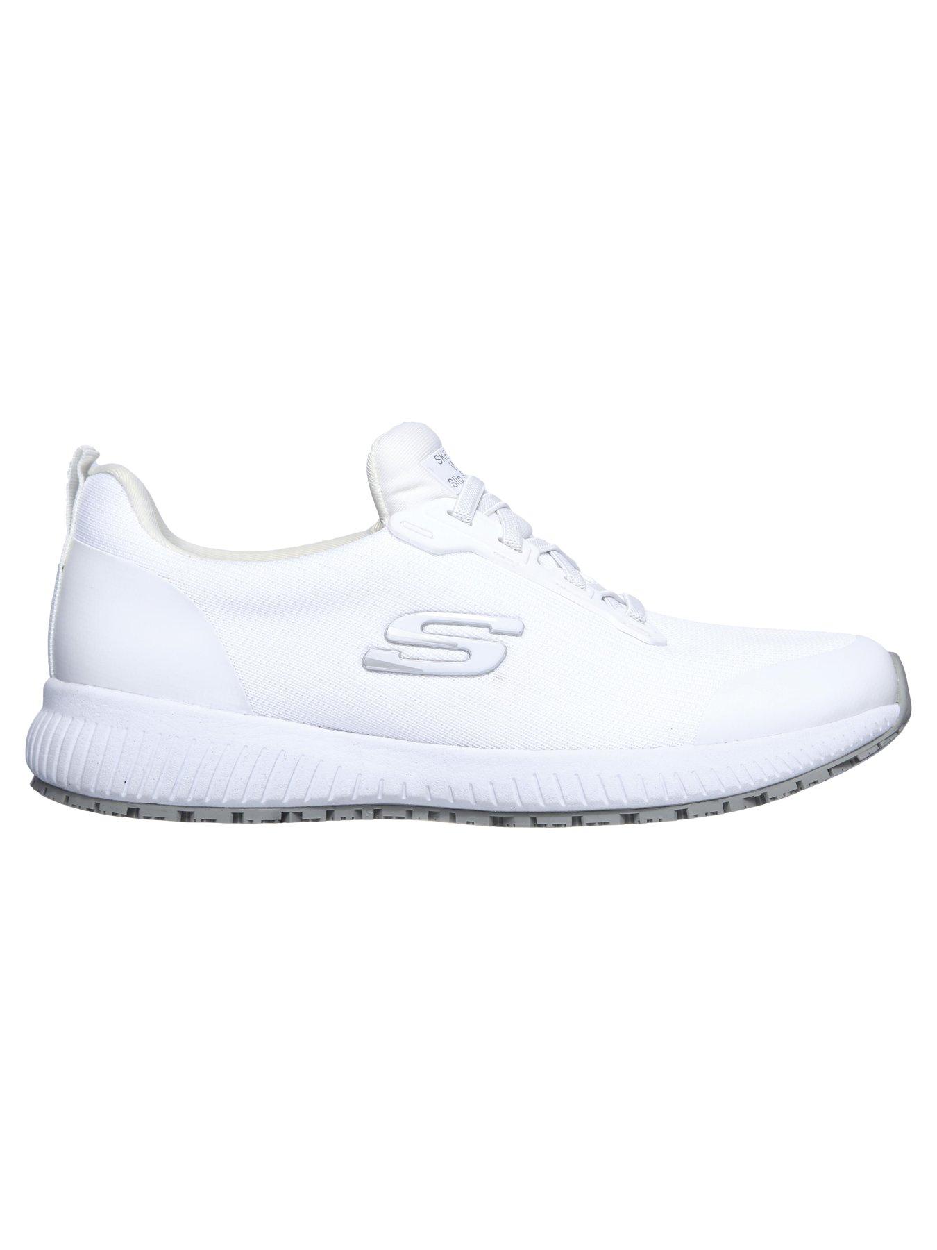 image of skechers-bungee-workwear-slip-resistant-slip-on-athletic-trainer-white