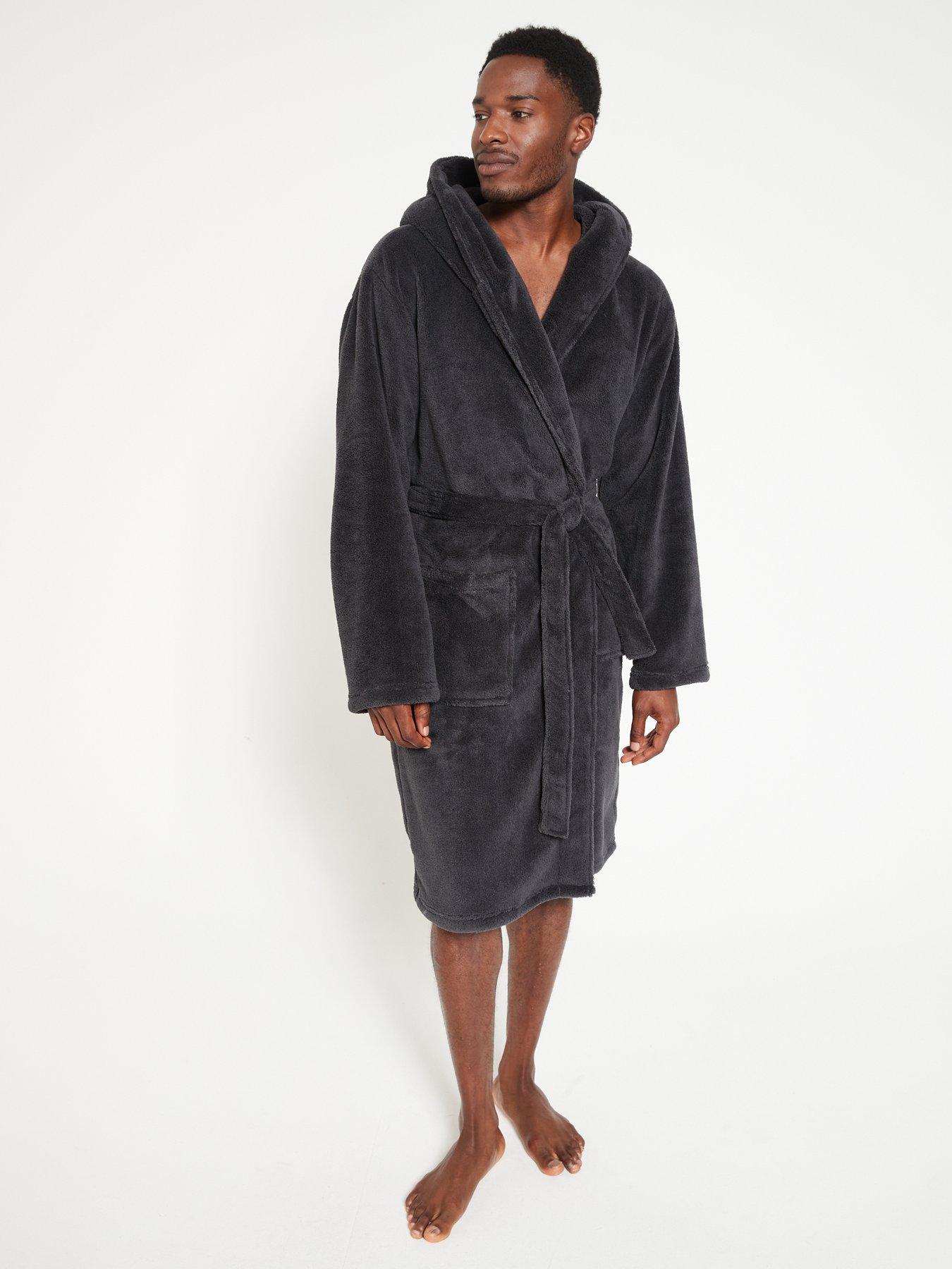 Grey hooded dressing gown sale