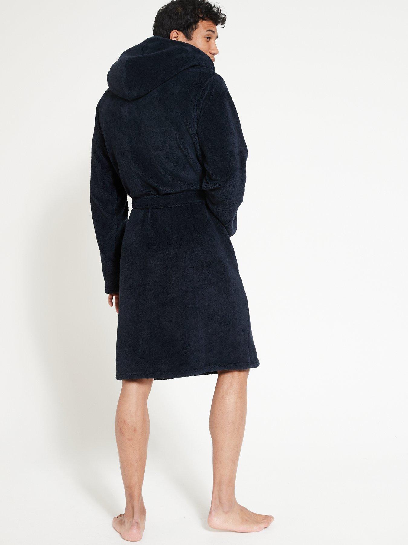 Everyday Supersoft Dressing Gown with Hood Navy littlewoods