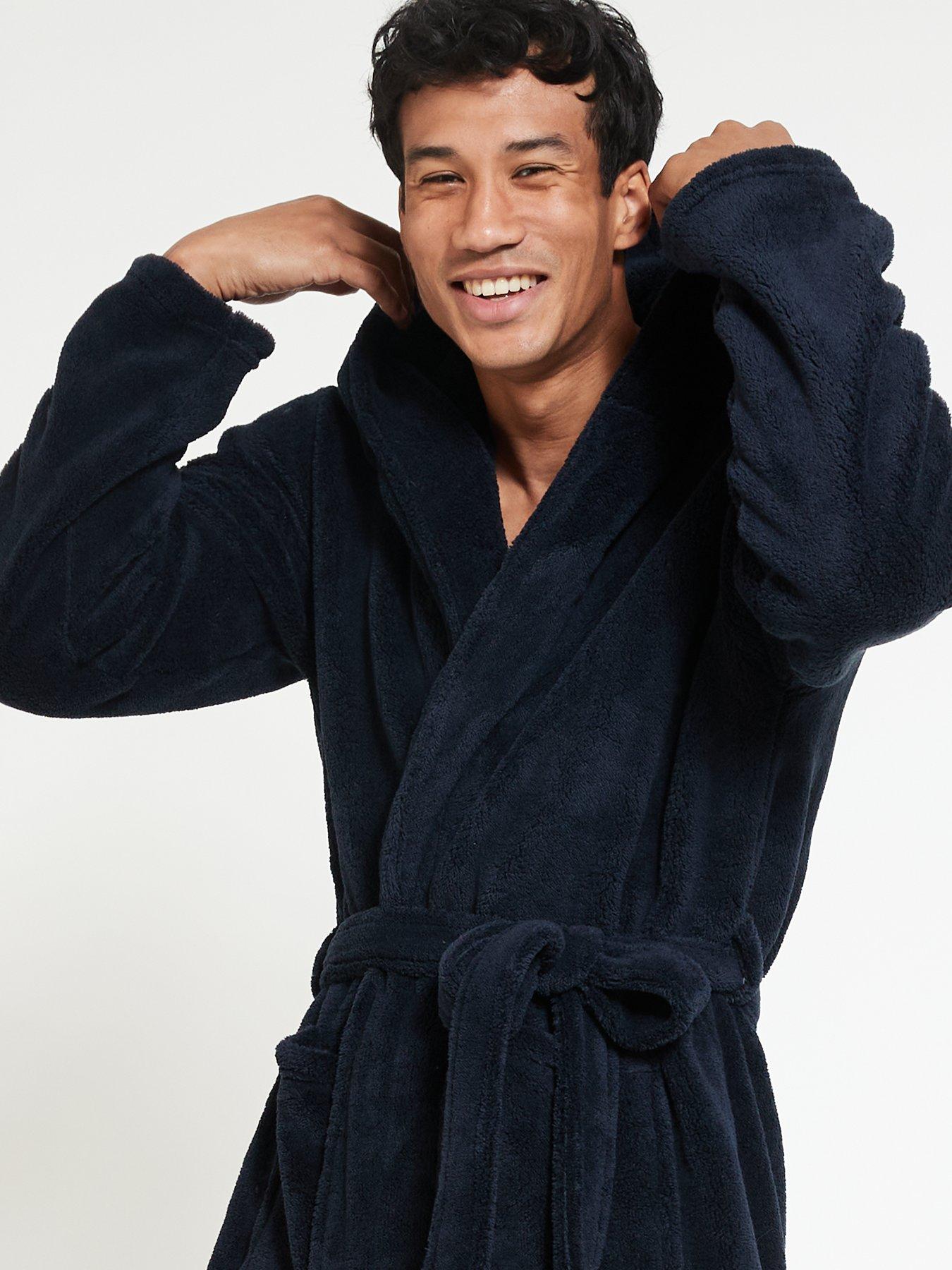 Everyday Supersoft Dressing Gown with Hood Navy