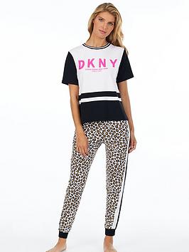 DKNY Dkny Colourblock Logo Short Sleeve Top - White